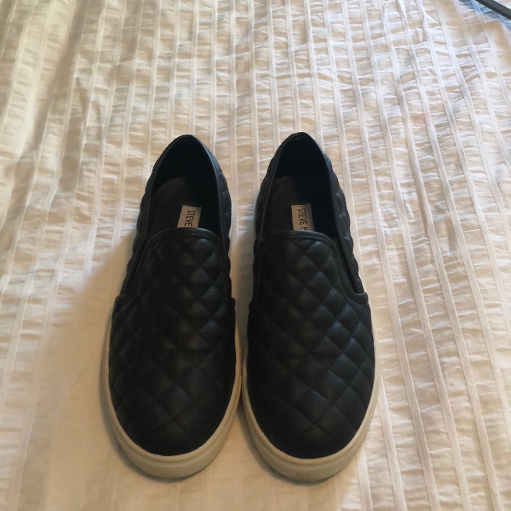 Black Quilted Slip on Sneakers